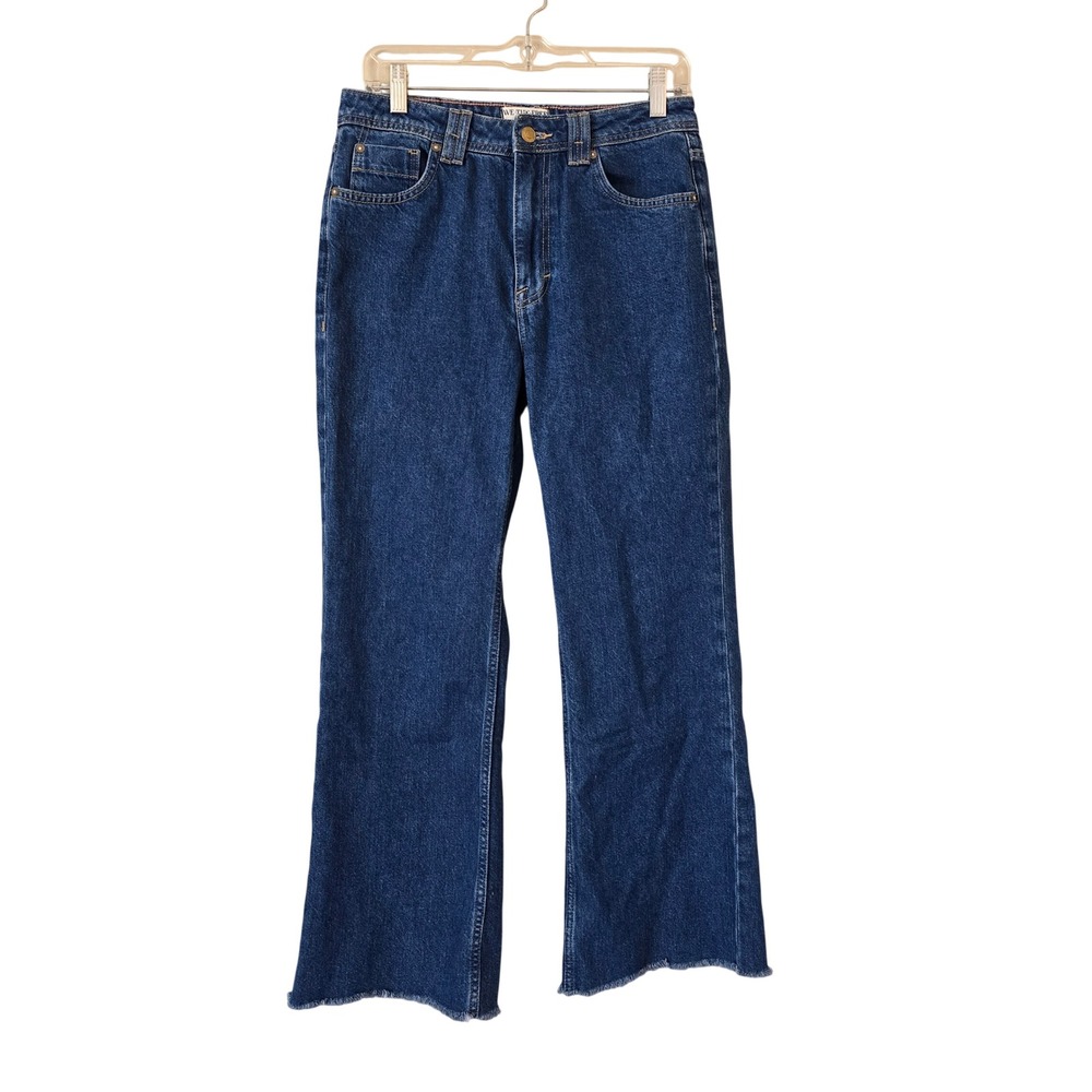 We‎ The Free Free People Ava High Rise Boot Cut Raw Hem Jeans Dark Wash 27
